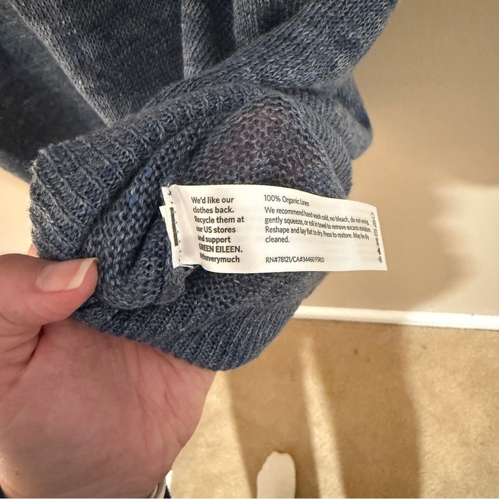 Eileen Fisher large Organic Linen Long Blue Duster Cardigan - Picture 3 of 7
